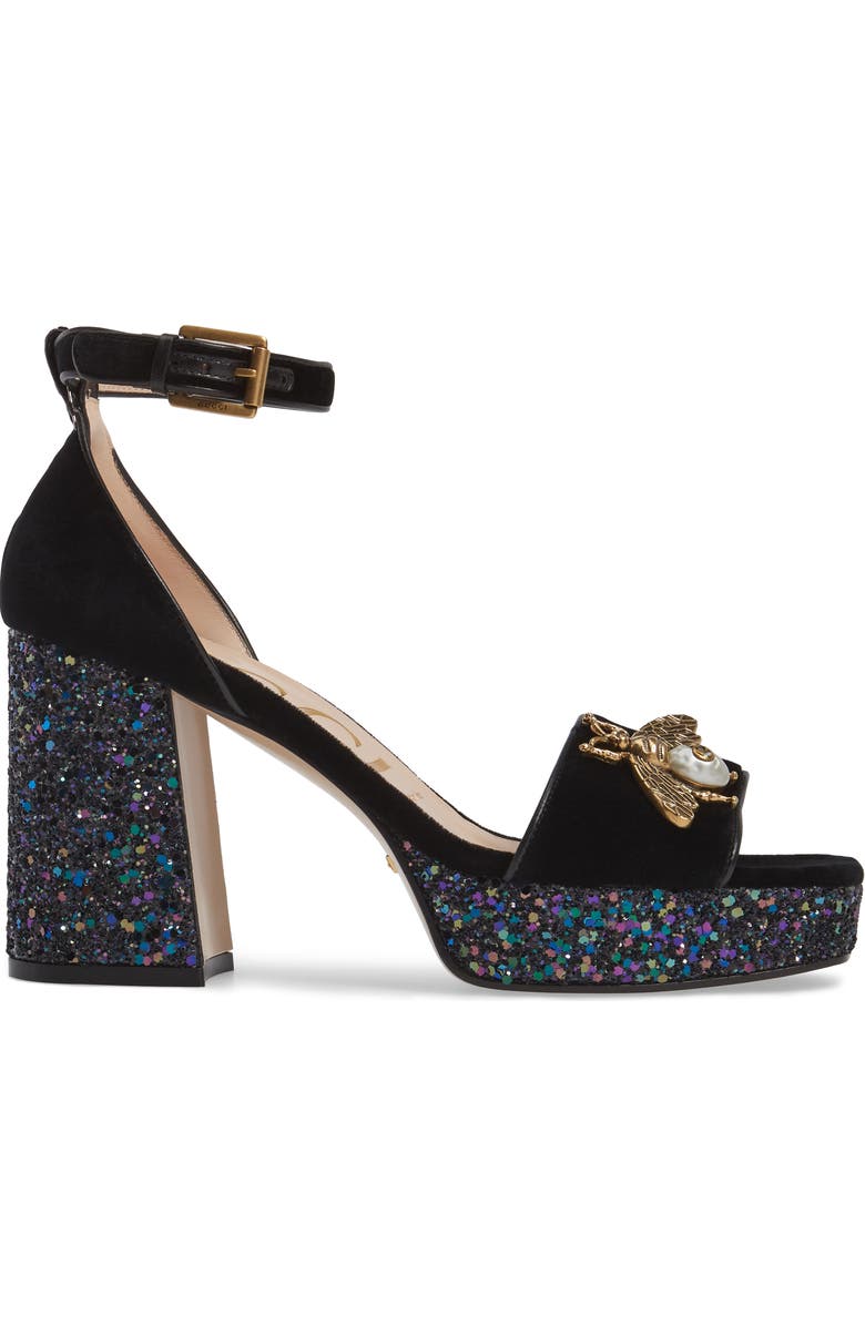 Gucci Soko Glitter Bee Platform Sandal, Alternate, color,