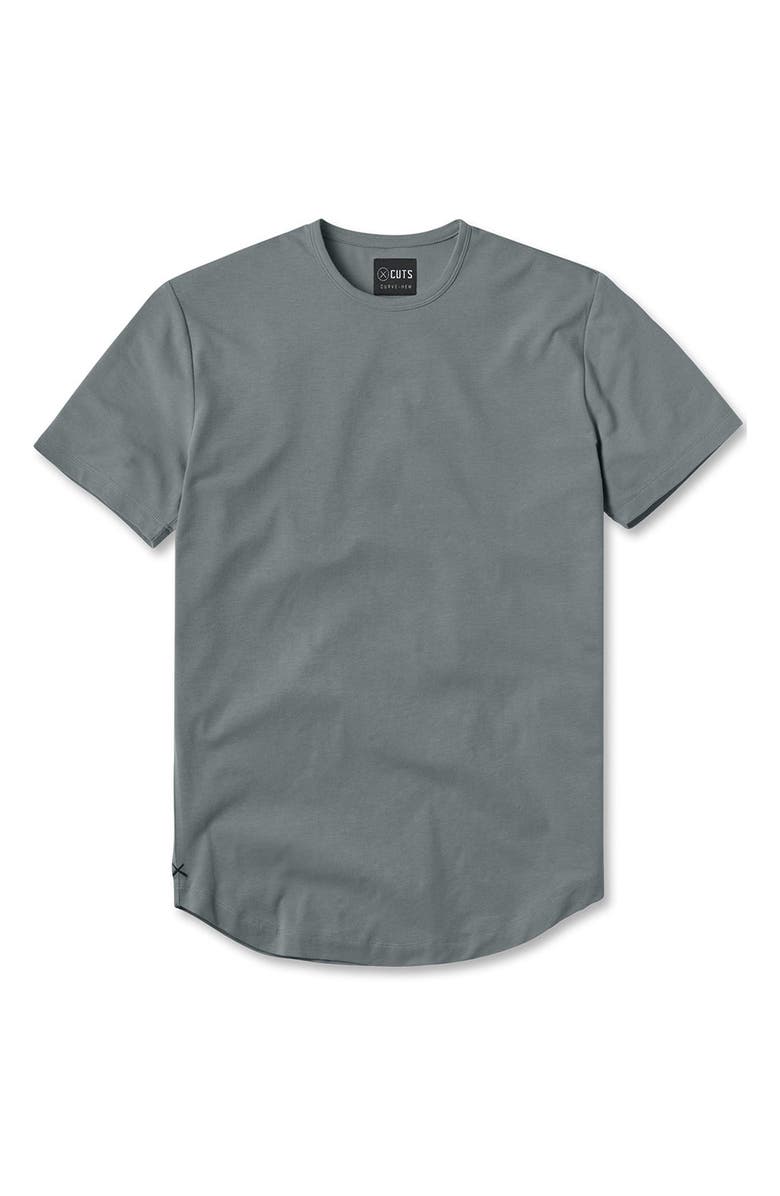 Cuts AO Curve Hem Cotton Blend T-Shirt, Alternate, color, Sage