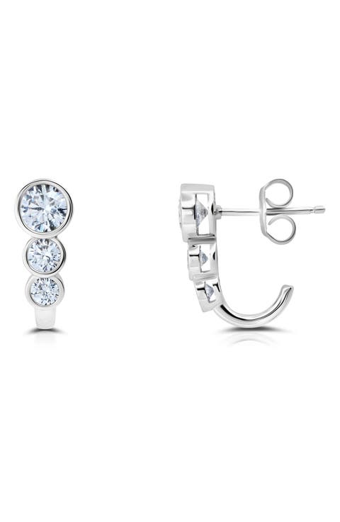 Cubic Zirconia Huggie Hoop Earrings