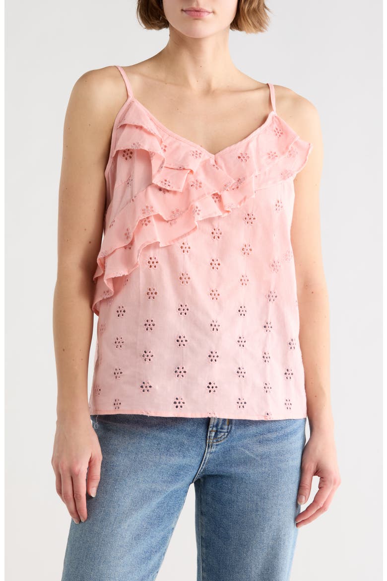 Double Ruffle Eyelet Cami, Main, color, PINK