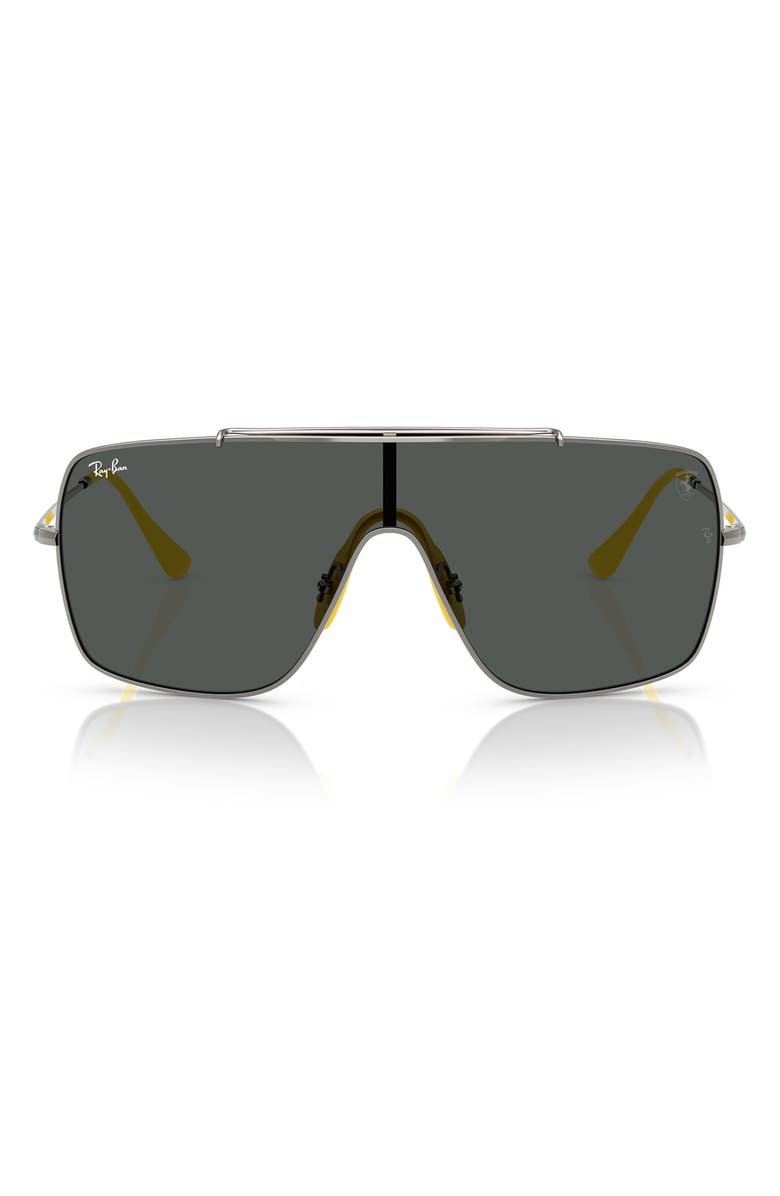 Ray-Ban 56mm Scuderia Ferrari Wrap Shield Sunglasses, Main, color, Gunmetal