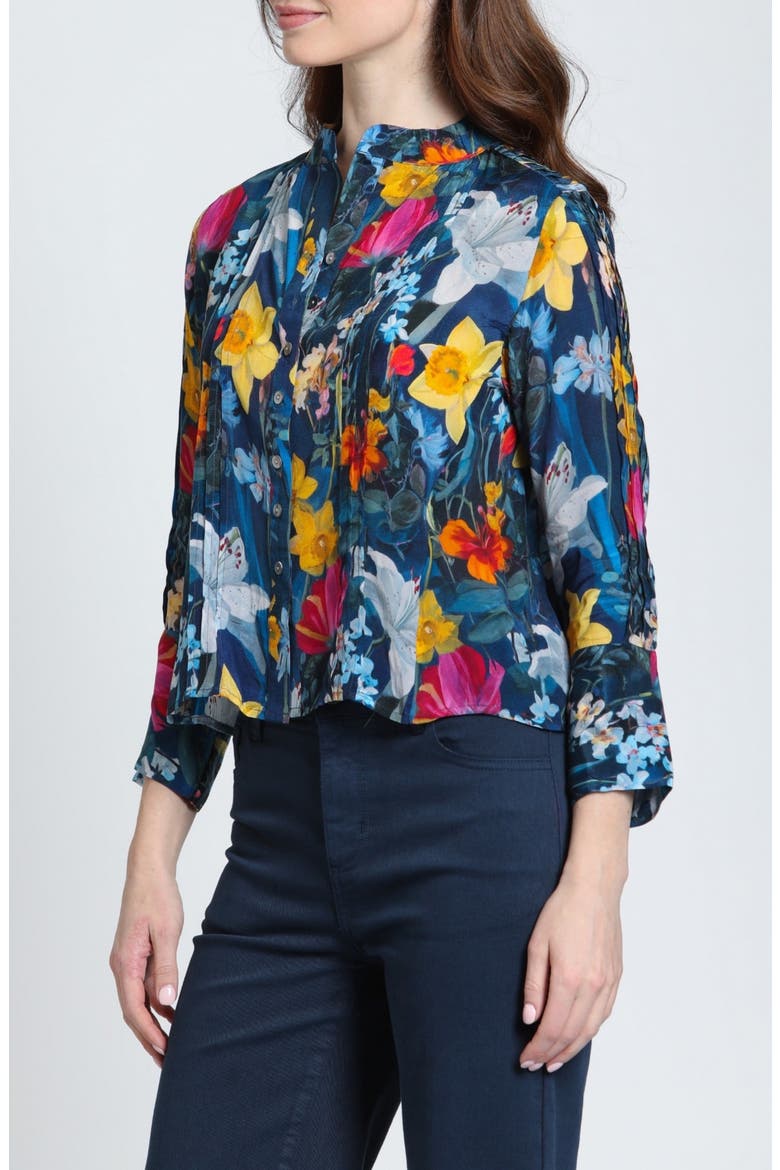 Pleated Cupro Blend Shirt, Alternate, color, MIDNIGHT INDIGO/CIRINE