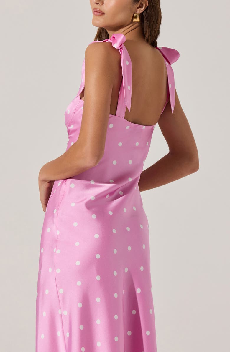 ASTR the Label Bow Strap Satin Dress, Alternate, color, Pink Dot