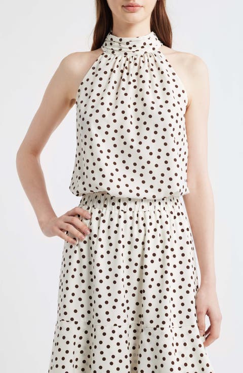 Shirred Neck Sleeveless Top