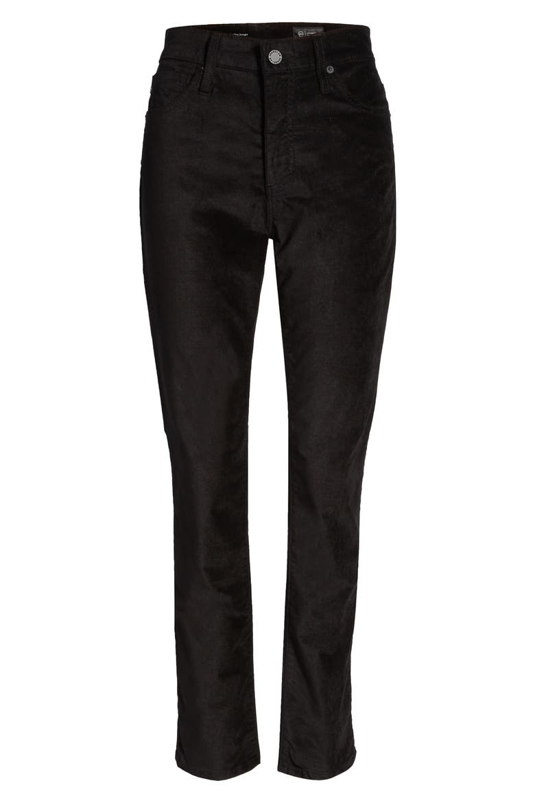 Mari High Waist Slim Ankle Straight Leg Jeans, Alternate, color, SUPER BLACK