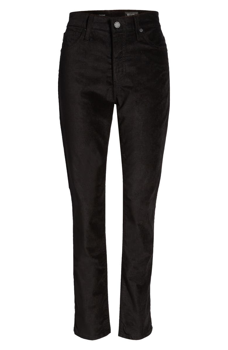 AG Mari High Waist Slim Ankle Straight Leg Jeans, Alternate, color, Super Black