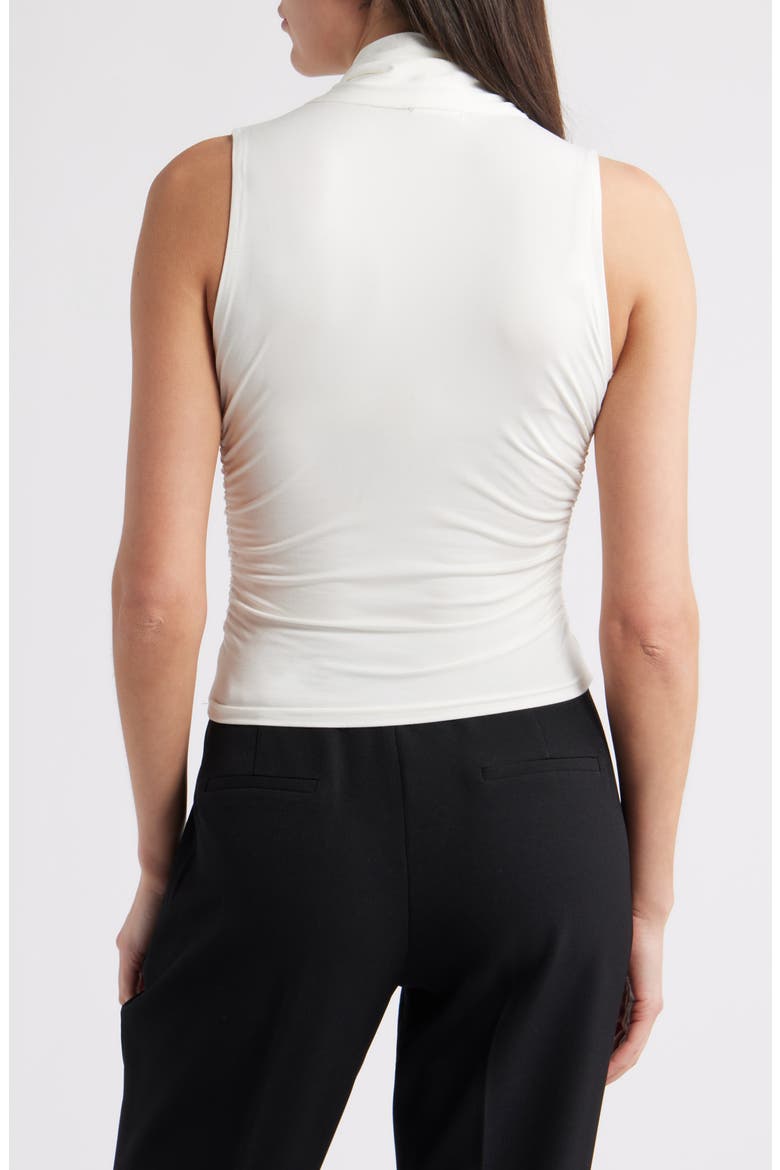 Rani Ruched Tie Neck Sleeveless Top, Alternate, color, WHITE