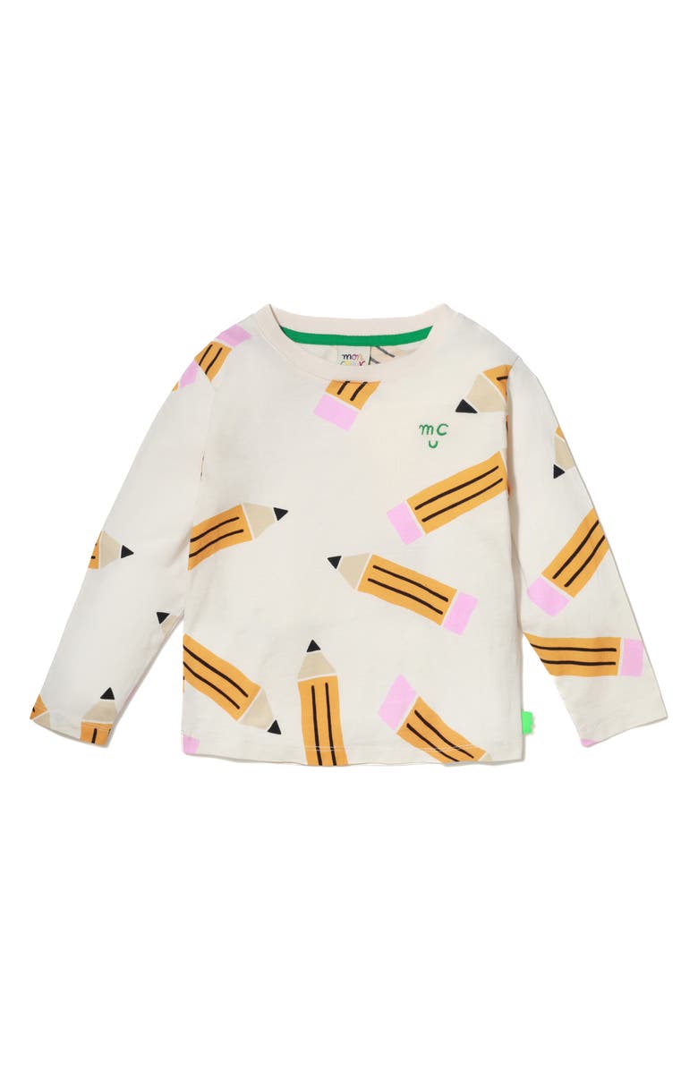Mon Coeur Kids' Pencil Print Long Sleeve Recycled Cotton Blend T-Shirt, Main, color, 