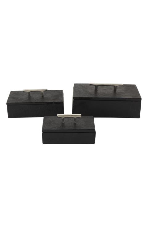 Contemporary Set of 3 Decorative Marble Boxes