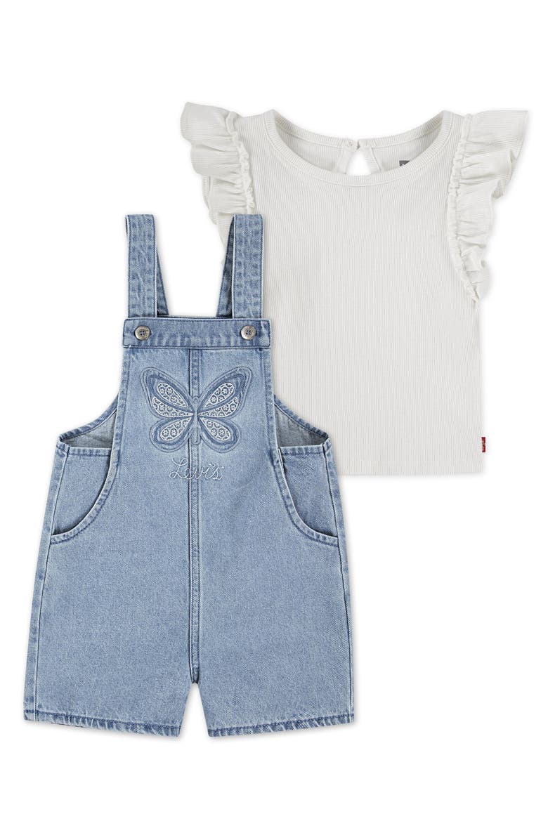 Levi's<sup>®</sup> Flutter Sleeve Top & Overalls Set, Main, color,