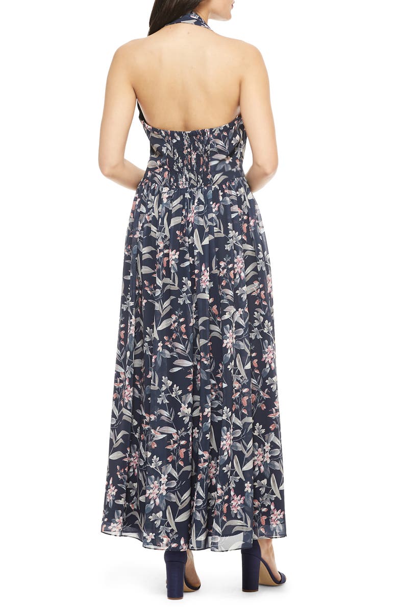 Gal Meets Glam Collection Floral Halter Neck Maxi Dress, Alternate, color, 