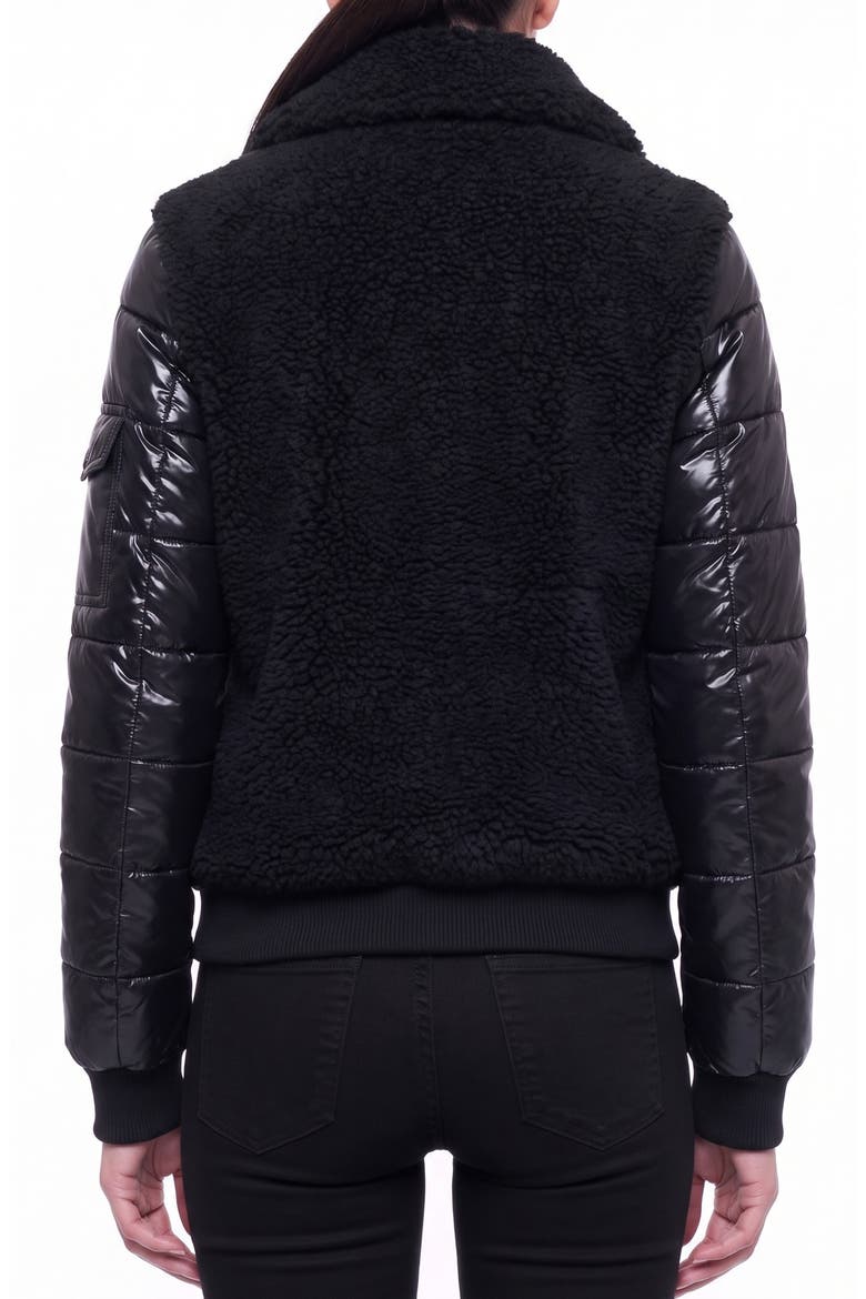 Carrie Mixed Media Fleece Bomber Jacket, Alternate, color, JET/ BLACK