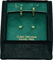 Leith Set of 2 Cubic Zirconia Stud & Huggie Hoop Earrings