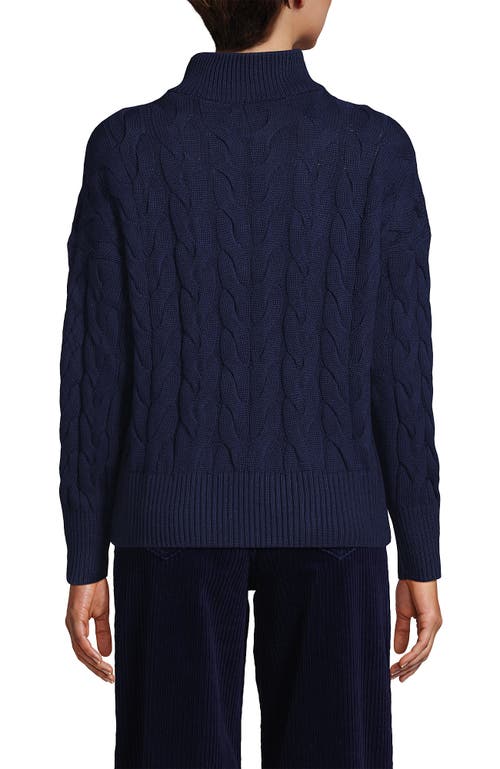 Lands' End Drifter Cotton Quarter Zip Pullover Sweater In Deep Sea Navy