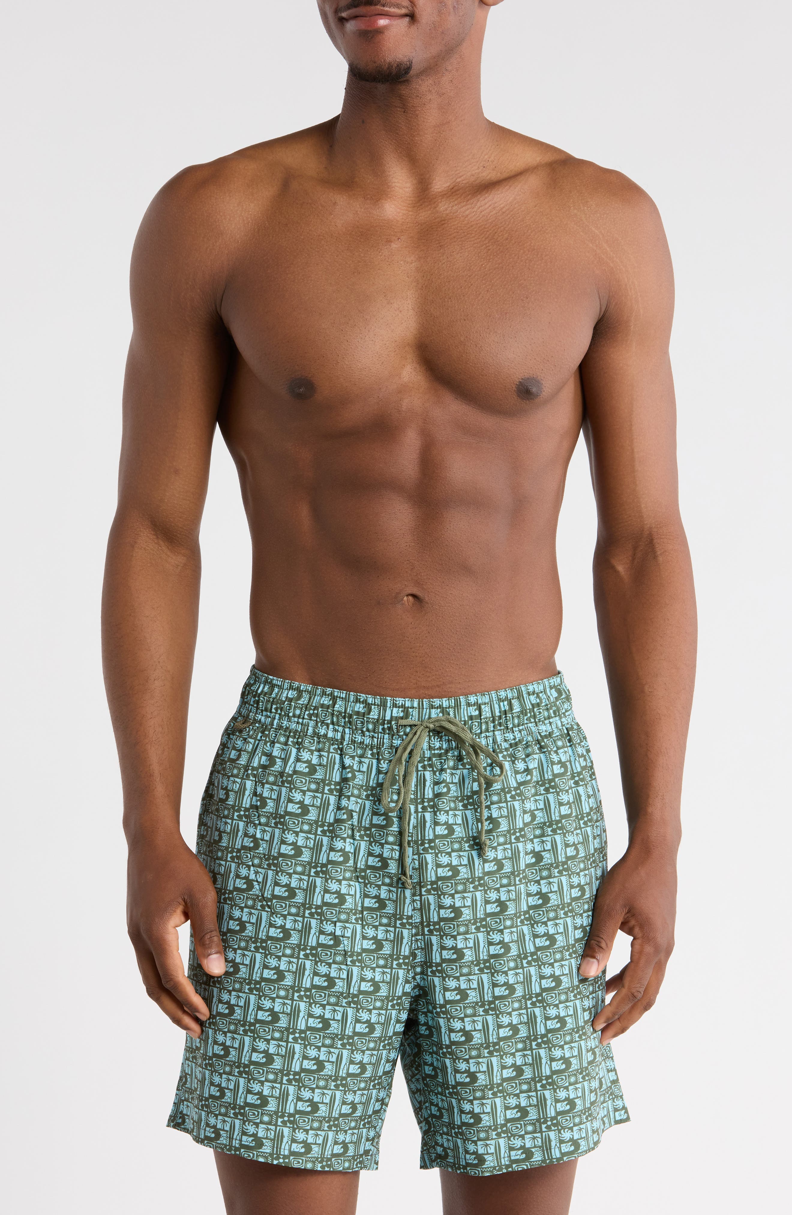 Rainforest 6-Inch Surf Grid Swim Trunks