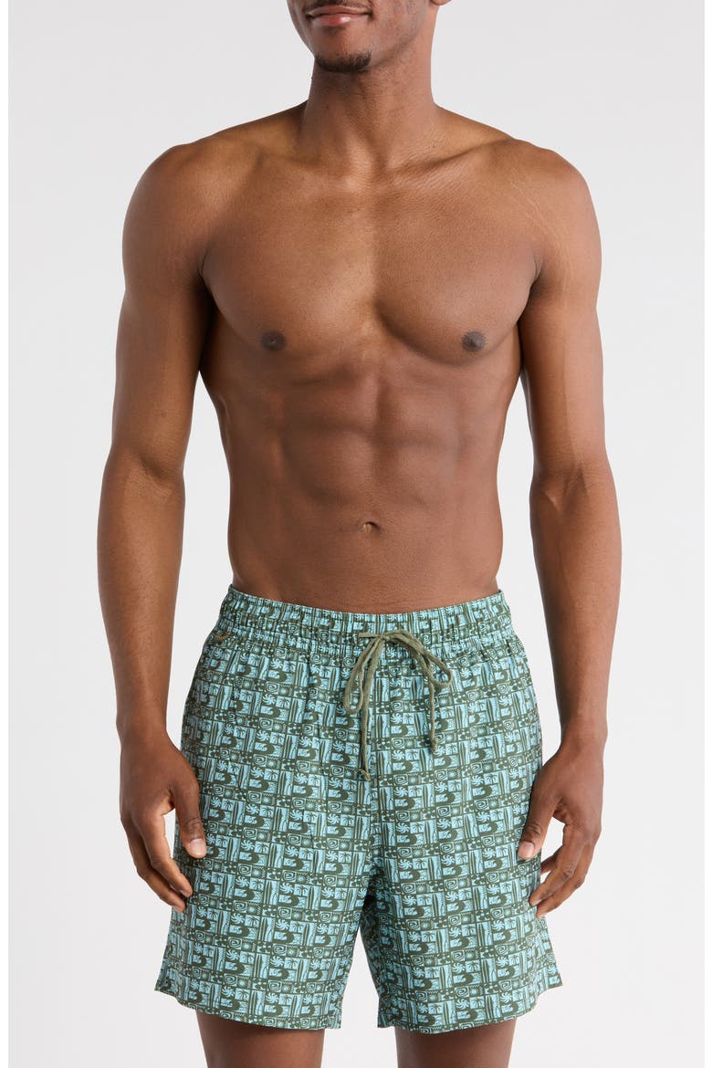 6-Inch Surf Grid Swim Trunks, Main, color, OLIVINE COMBO