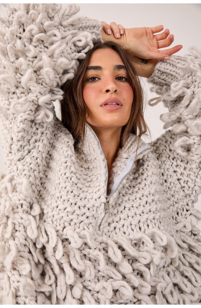 NASTY GAL Loopy Quarter Zip Sweater, Main, color,