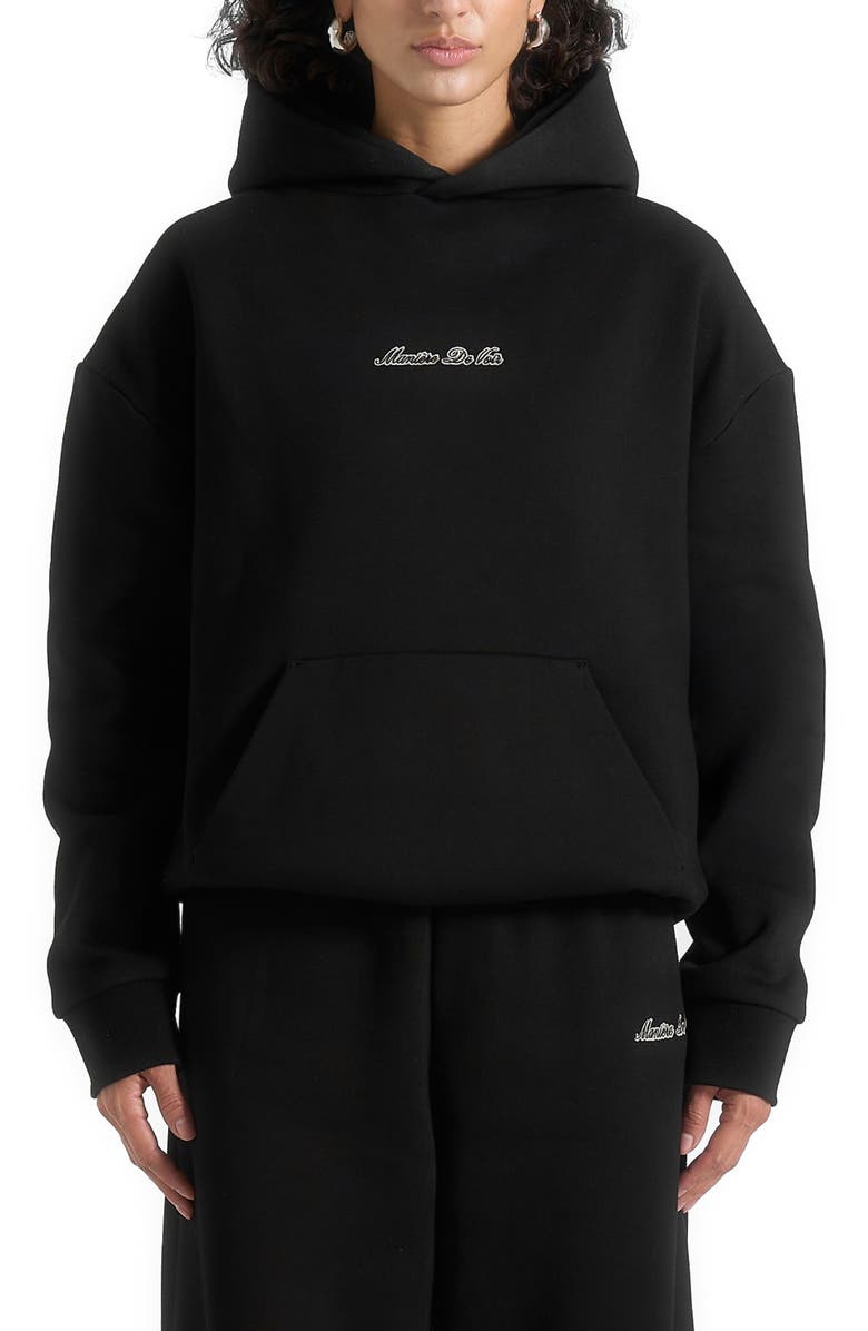 Manière De Voir Unisex Signature Relaxed Fit Hoodie, Alternate, color, Black