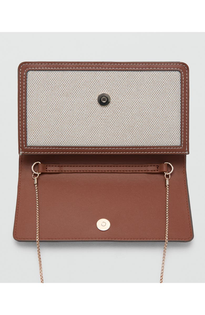 MANGO Textured Flap Wallet on a Chain, Alternate, color, Beige