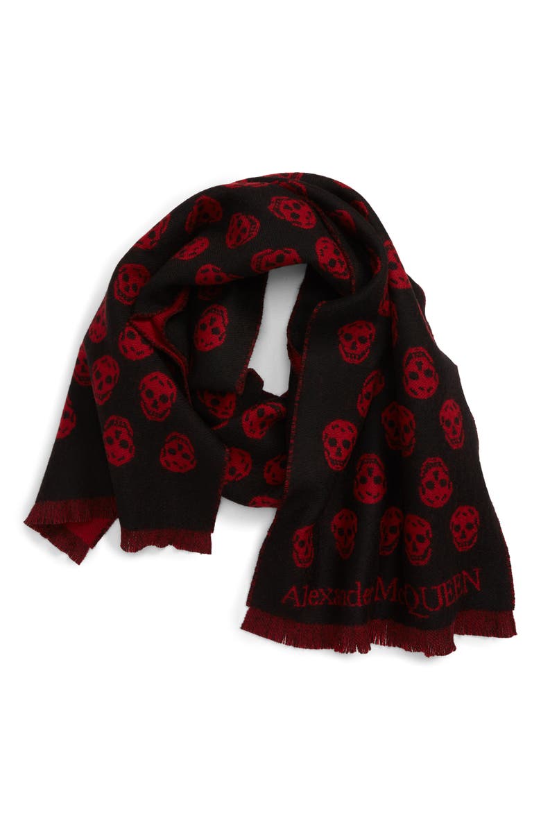 McQueen Alexander McQueen Skull Wool Scarf, Alternate, color, 