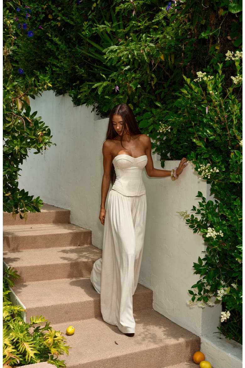 Strapless Suiting Bustier Top, Alternate, color, CREAM