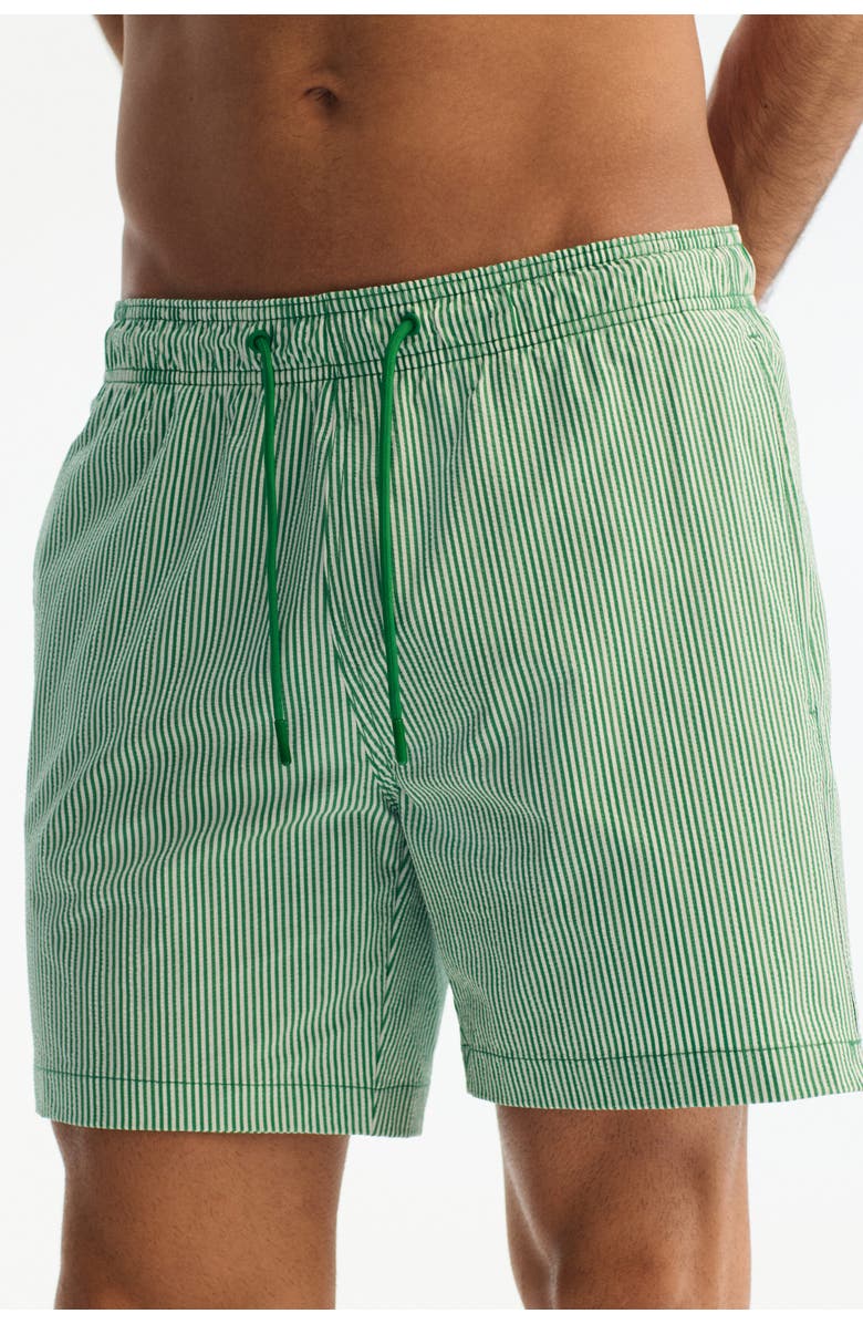 H&M Seersucker swim shorts, Alternate, color, Green/Striped