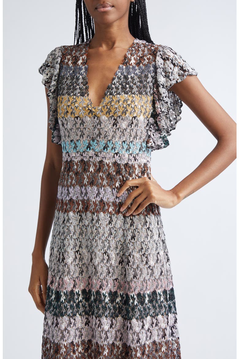 Knit Metallic Lace Maxi Dress, Alternate, color, BEIGE MULTICOLOR TONES