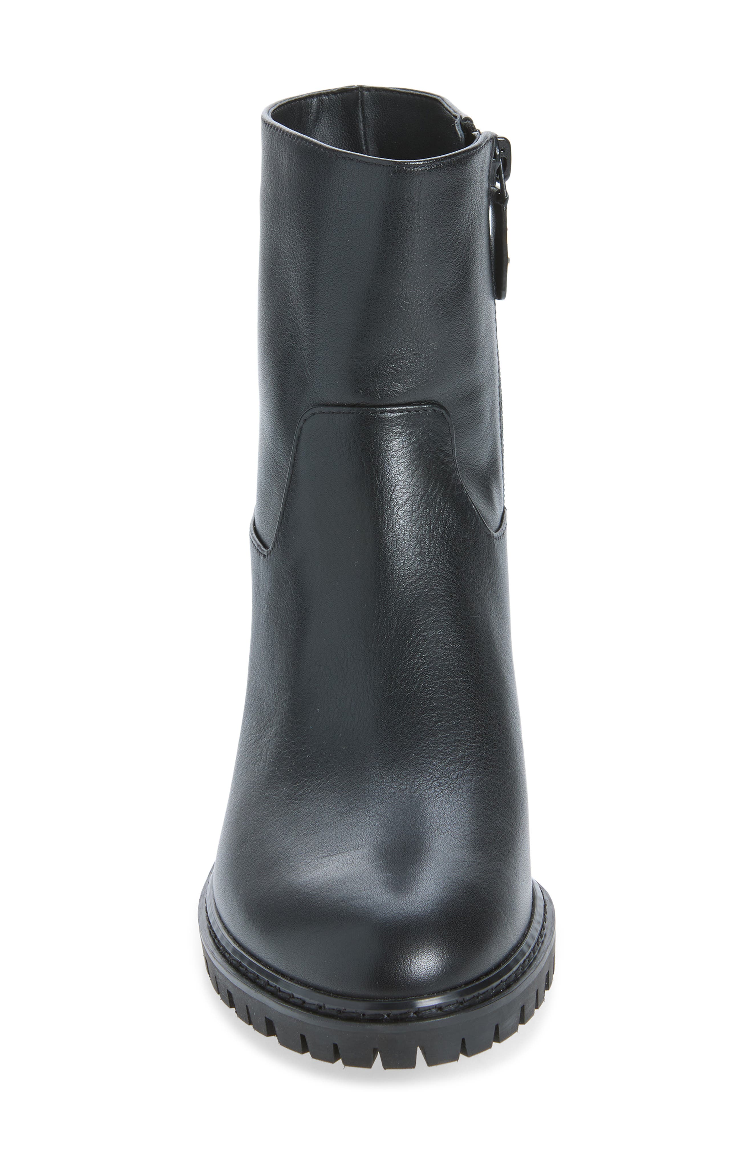 City Zip Leather Bootie, Alternate, color, BLACK