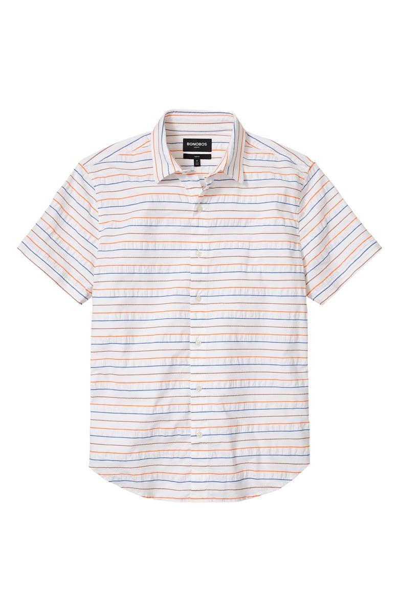 Bonobos Riviera Slim Fit Stretch Print Short Sleeve Button-Up Shirt, Main, color, 