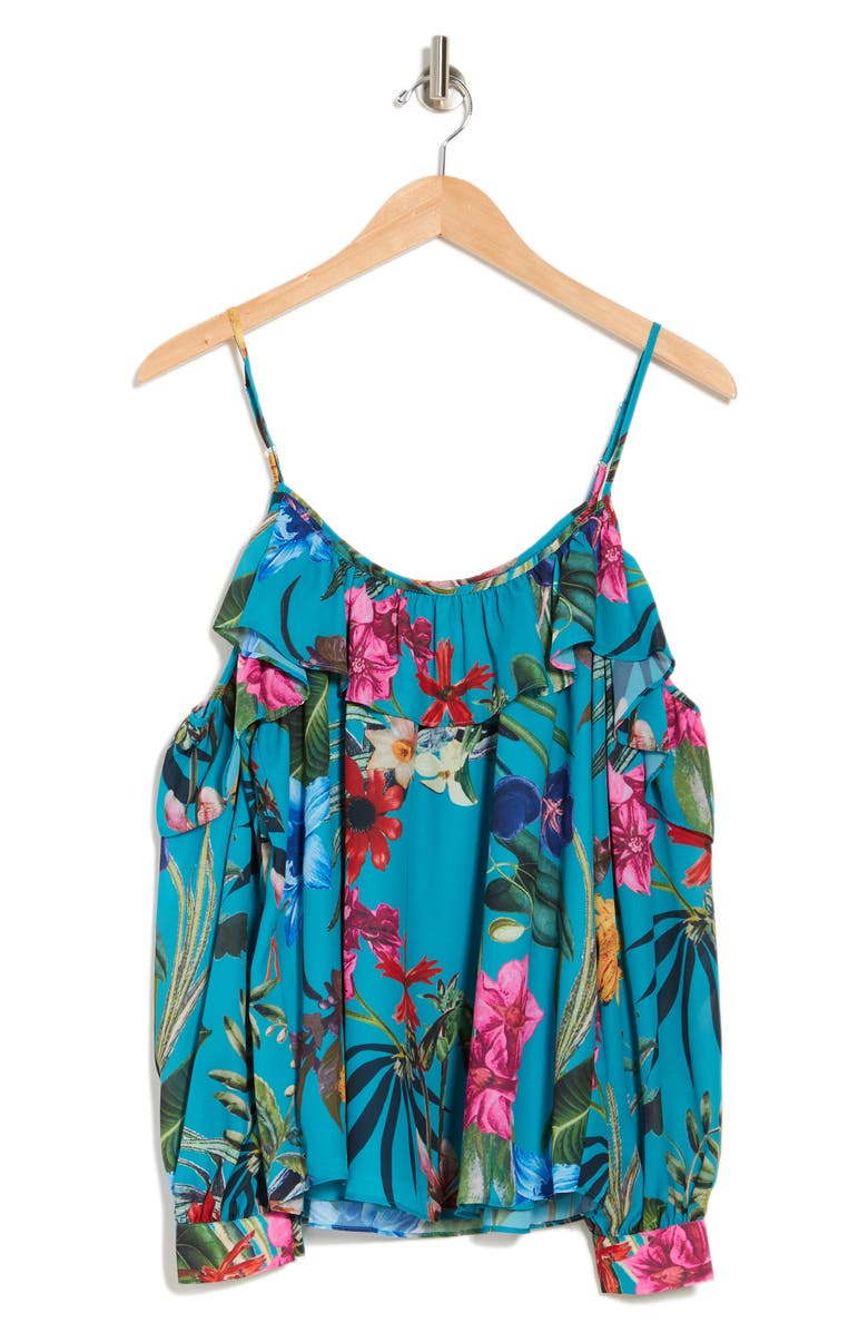 Parker Cold Shoulder Ruffle Popover Top, Alternate, color, 