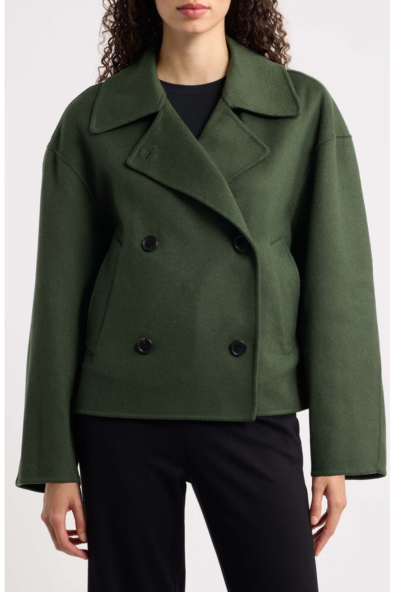 Double Breasted Wool Blend Peacoat, Main, color, IVY MELANGE - 2VR