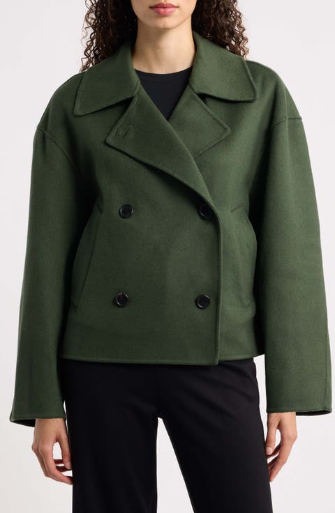 Double Breasted Wool Blend Peacoat