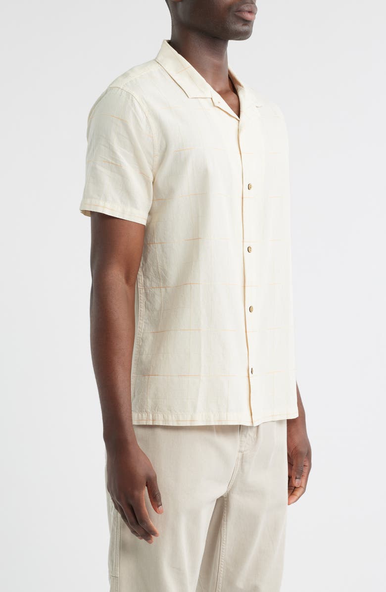 Roark Gonzo Organic Cotton Camp Shirt, Alternate, color, Bone Plaid