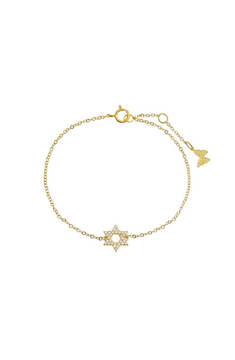BY ADINA EDEN Pavé Star Of David Charm Bracelet, Main, color, Gold