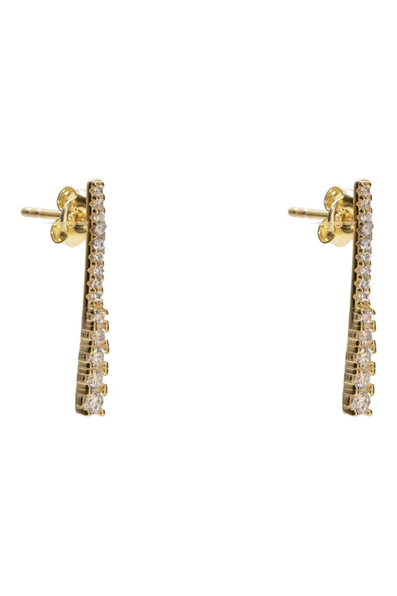 Graduated Cubic Zirconia Bar Drop Earrings, Main, color, GOLD