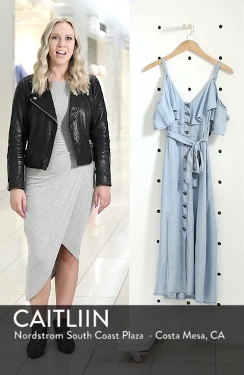 BB Dakota Caite Chambray Cold Shoulder Dress, sales video thumbnail