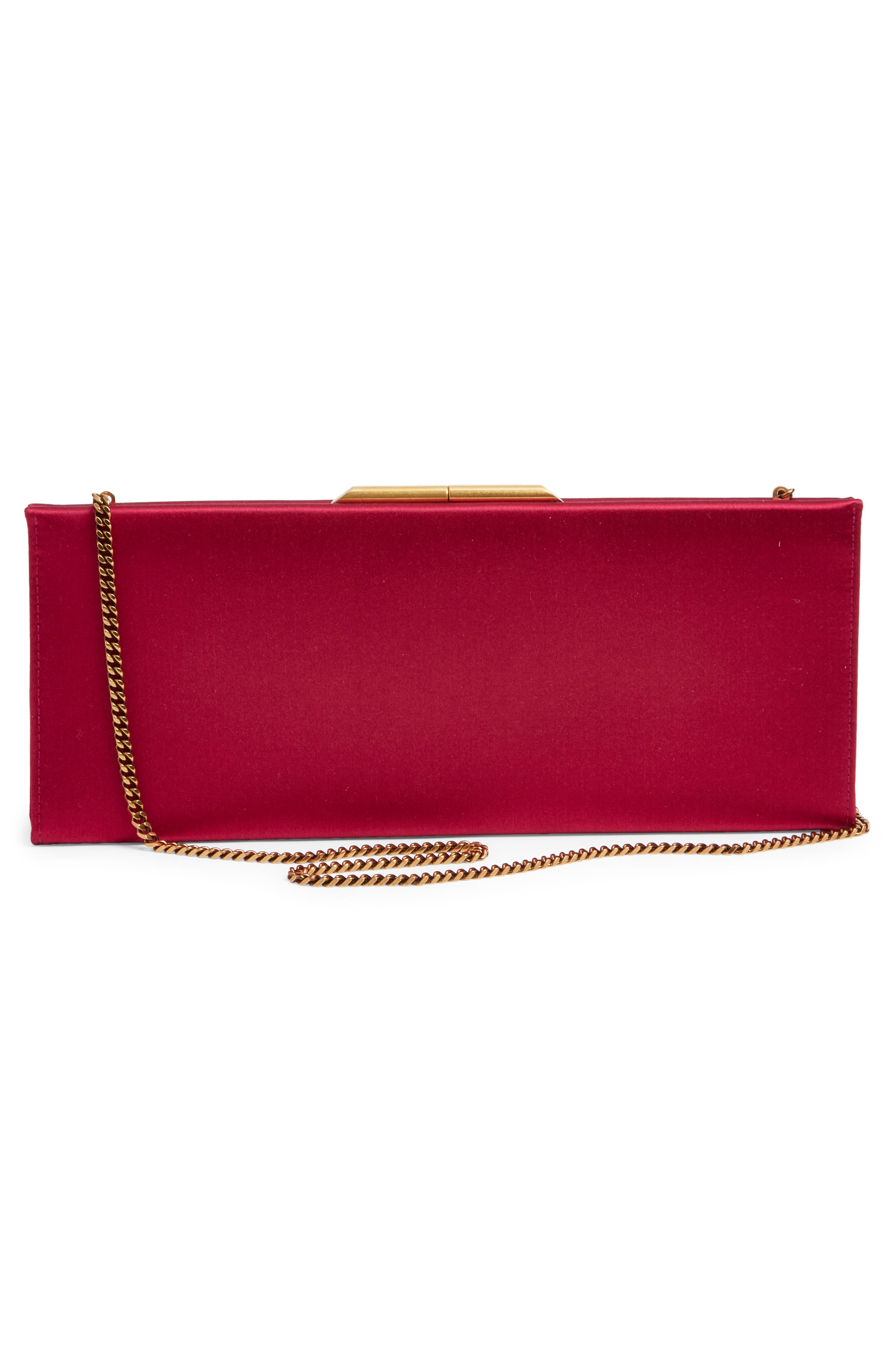 Saint Laurent Small Midnight Satin Clutch, Alternate, color, Dark Fuchsia