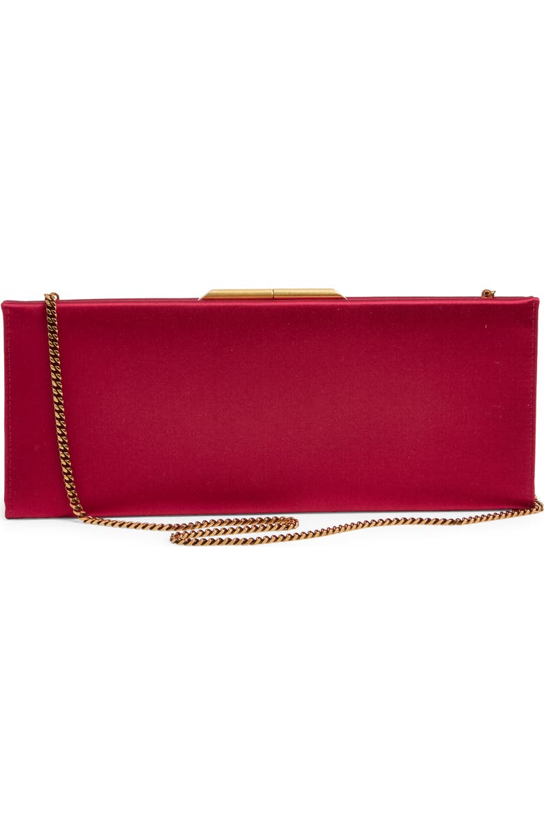Saint Laurent Small Midnight Satin Clutch, Alternate, color, Dark Fuchsia