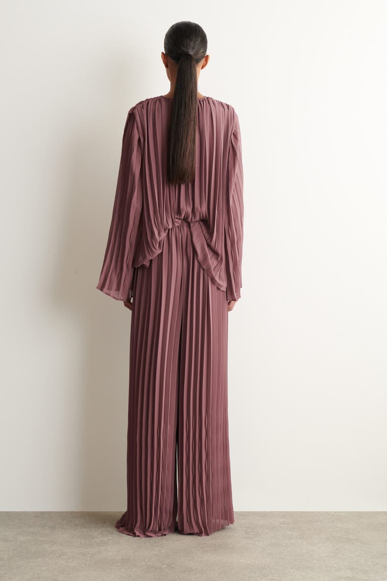 Pleated Georgette Pants, Alternate, color, RUST