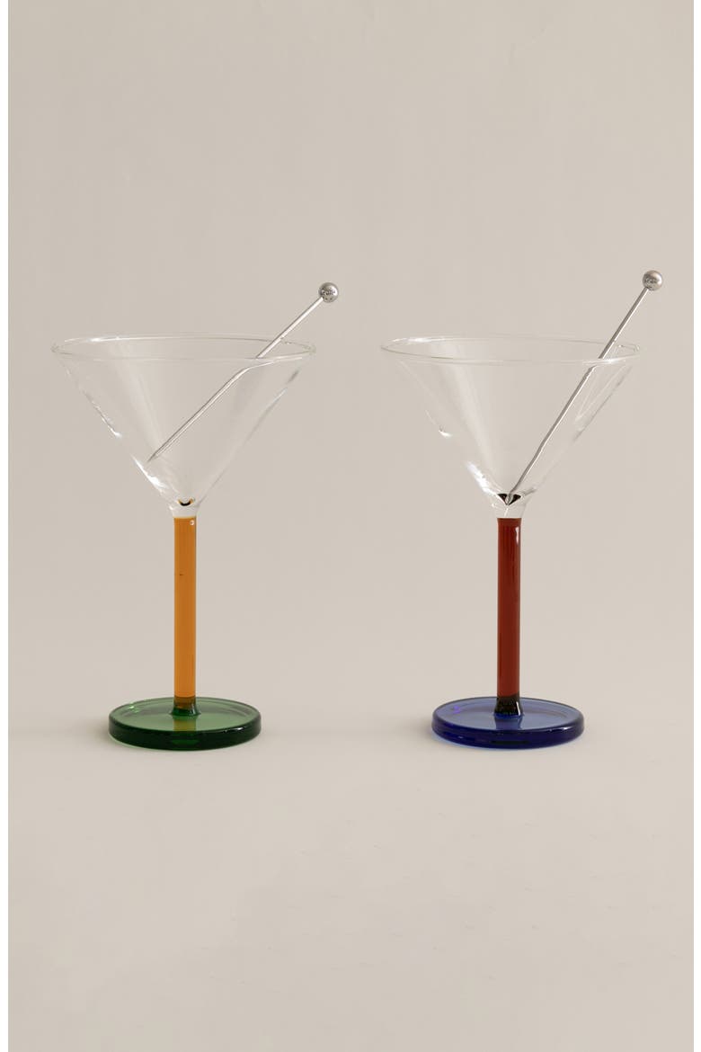 Piano Set of 2 Martini Glasses with Skewers, Alternate, color, DIZZY