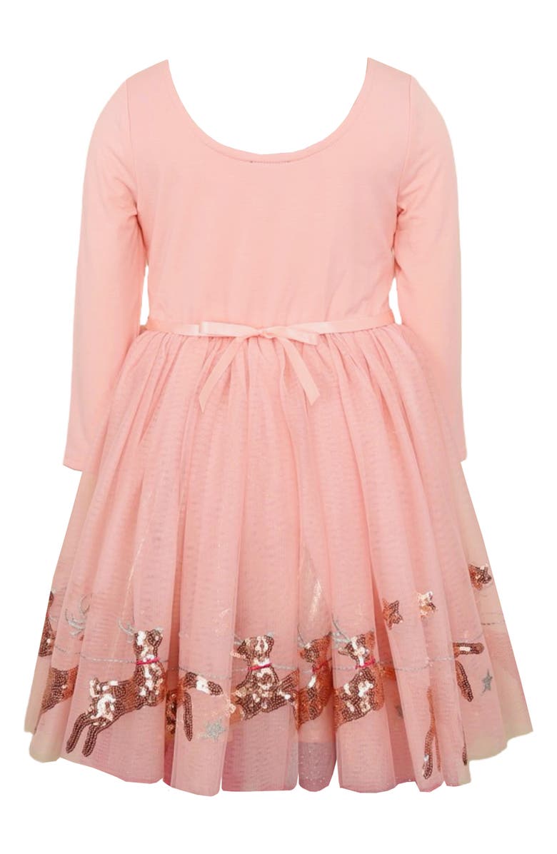 Zunie Kids' Embroidered Sequin Dress, Alternate, color, Pink