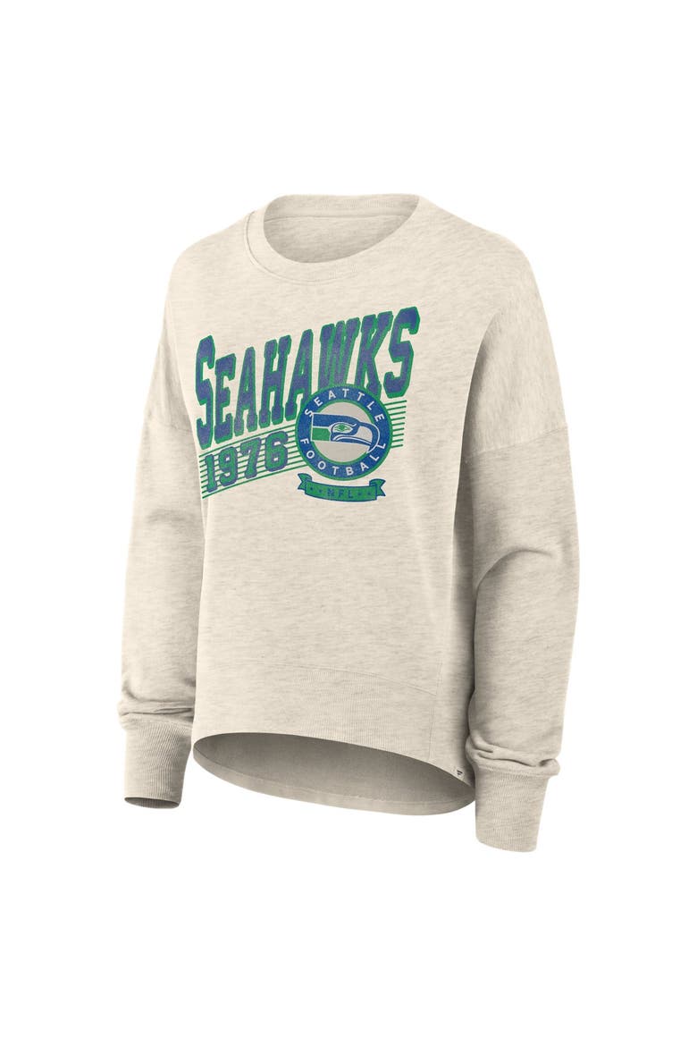 Women's Fanatics Cream Seattle Seahawks Oversized Heritage Sweatshirt, Alternate, color, Cream