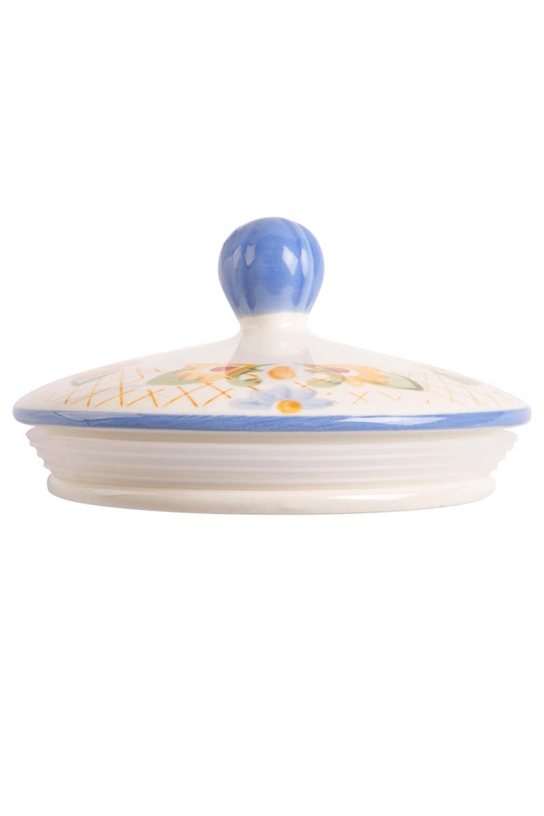 California Designs Tierra 2.7 Quarts Hand Painted Stoneware Canister with Lid, Alternate, color, White
