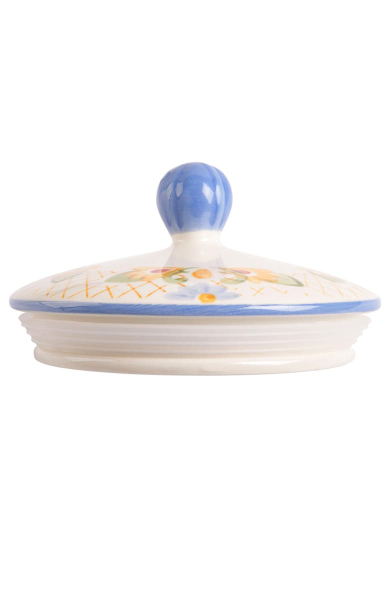 Laurie Gates California Designs Tierra 2.7 Quarts Hand Painted Stoneware Canister with Lid, Alternate, color, White