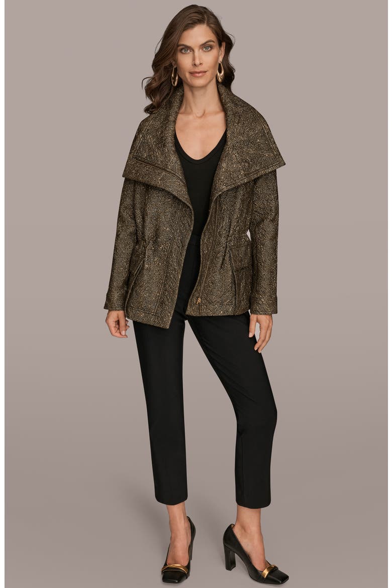 Metallic Jacquard Jacket, Alternate, color, BLACK/ GOLD