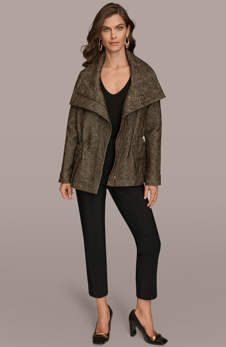 Donna Karan New York Metallic Jacquard Jacket, Alternate, color, Black/ Gold