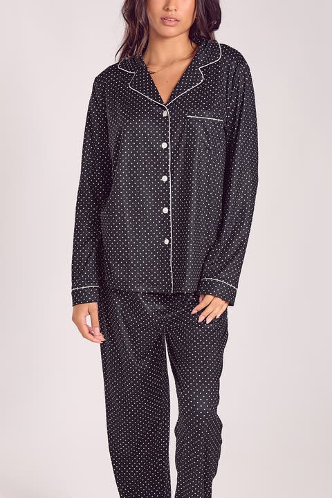 Brushed Microfiber Pajama Set with Contrast Piping