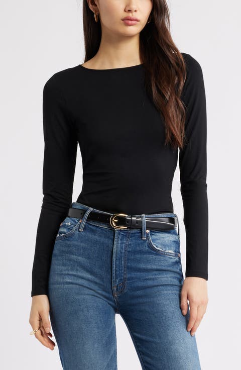 Cowl Back Long Sleeve Shirt