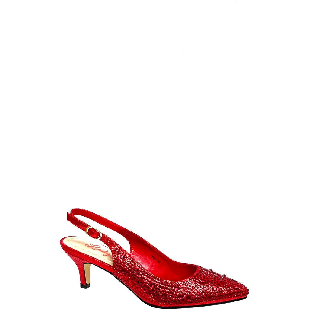 Lady Couture Onyx Rhinestone Slingback Pump In Red