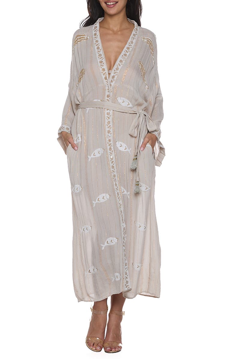 RANEES Long Sleeve Cover-Up Dress, Main, color,